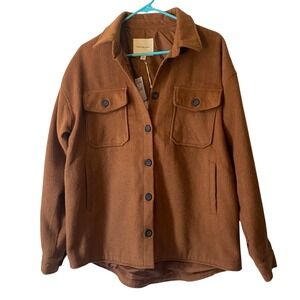 Thread Supply Women Copper Button Front Shirt Jacket Shacket Oversized Size M
